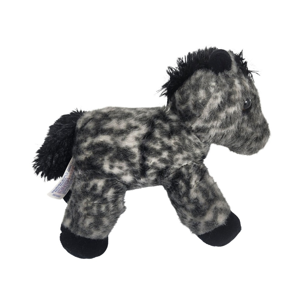 Aurora World Dapple Grey Horse Plush Stuffed Animal Black Mane 6 Inch Small Pony
